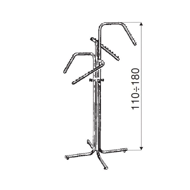 Stender, wieszak czteroramienny, łamany na kółkach