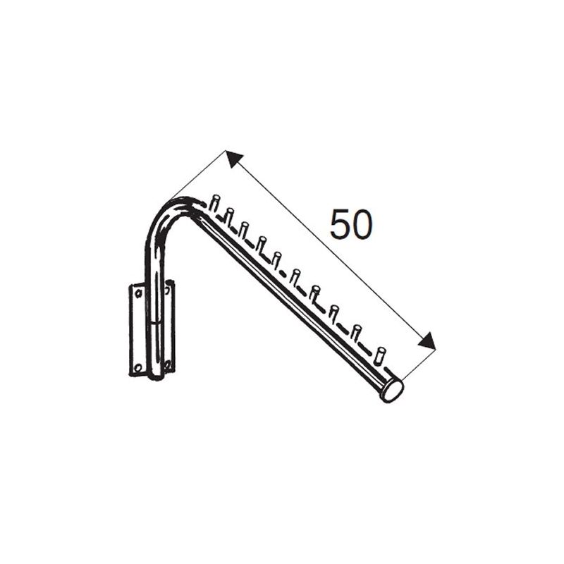 Wieszak pochyły,  naścienny, 50cm długości, chrom