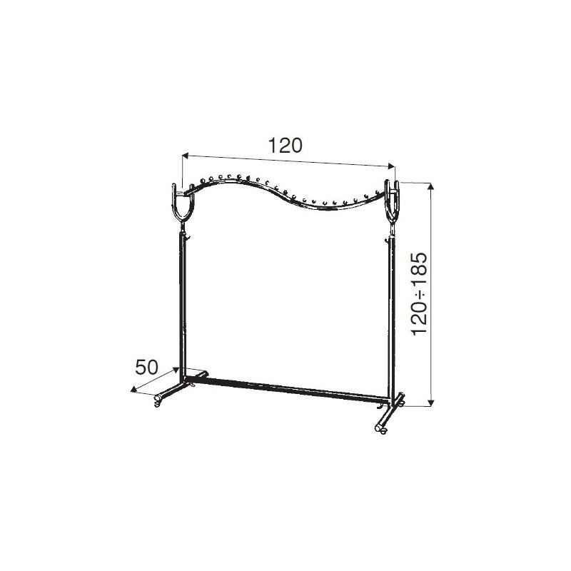 Stender transporter na kółkach, FALA 120cm, chrom