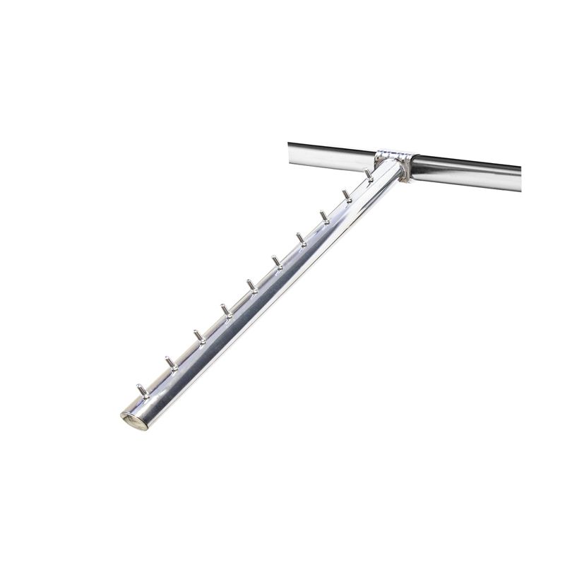 Wieszak skośny 37cm, z rury FI25, z bolcami, chrom