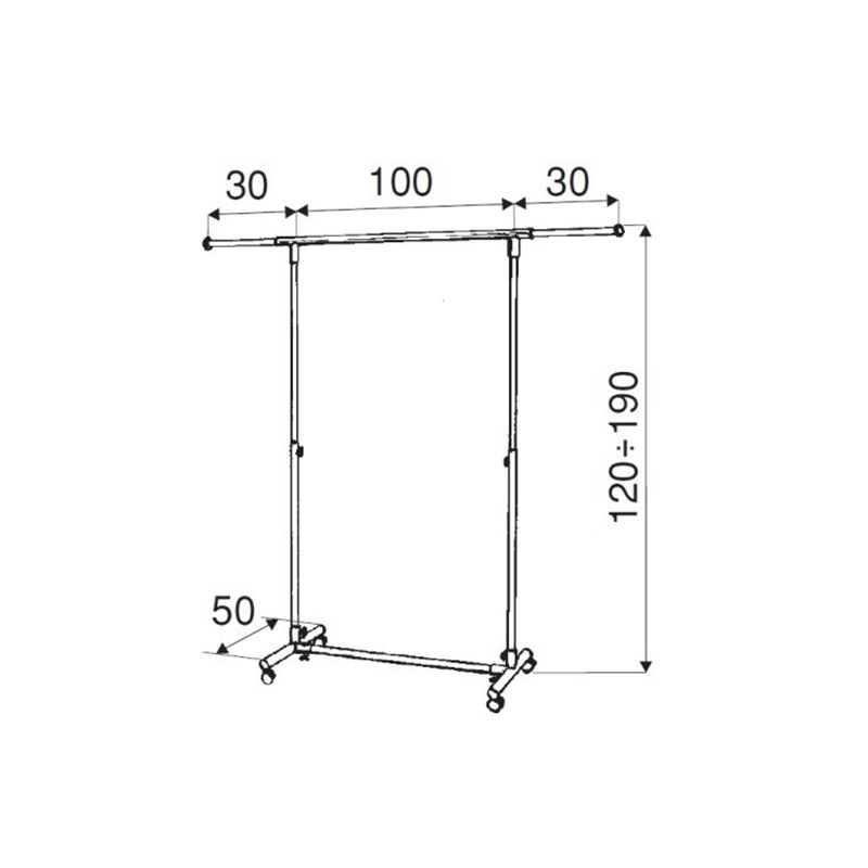 Stender transporter z kółkami 100-160cm, chrom