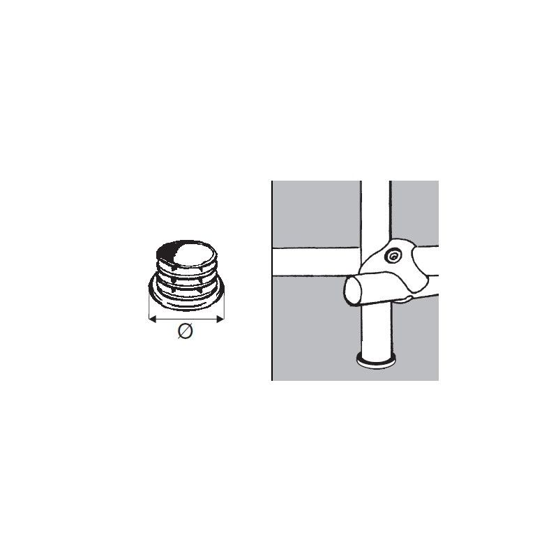 Nóżka wewnętrzna, do rury fi 25mm, czarna