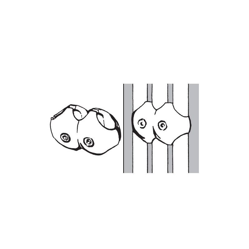 Złącze potrójne, równoległe do rury fi 25mm, chrom