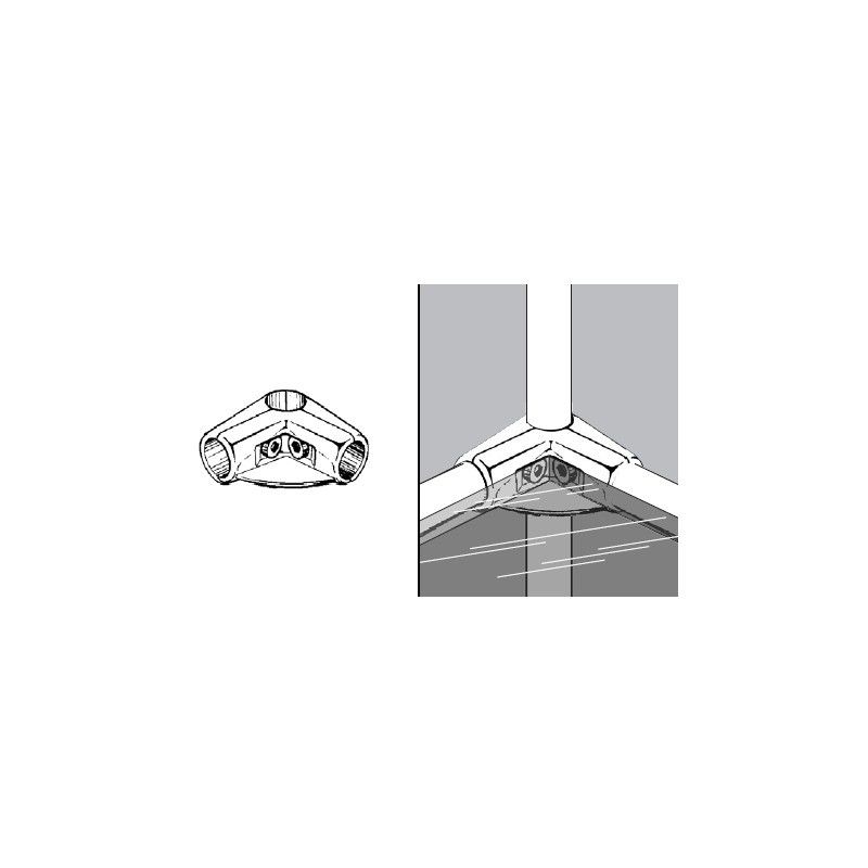 Złącze dwuramienne, z półką do rury fi 25mm, chrom