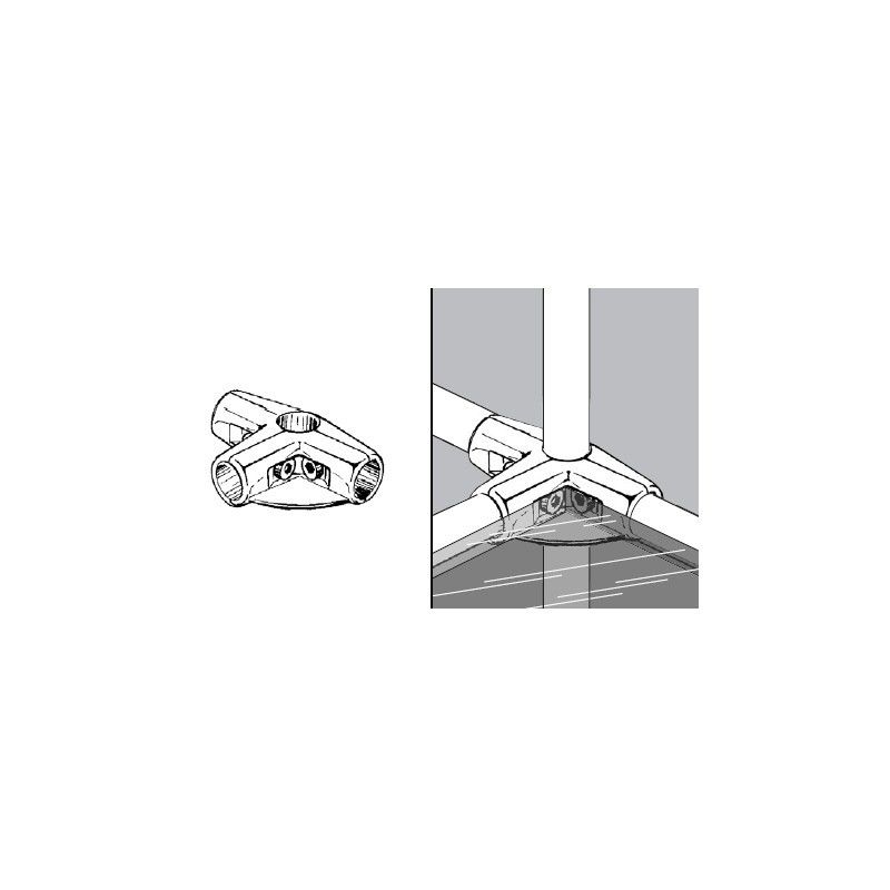 Złącze trzyramienne z półką do rury fi 25mm, chrom