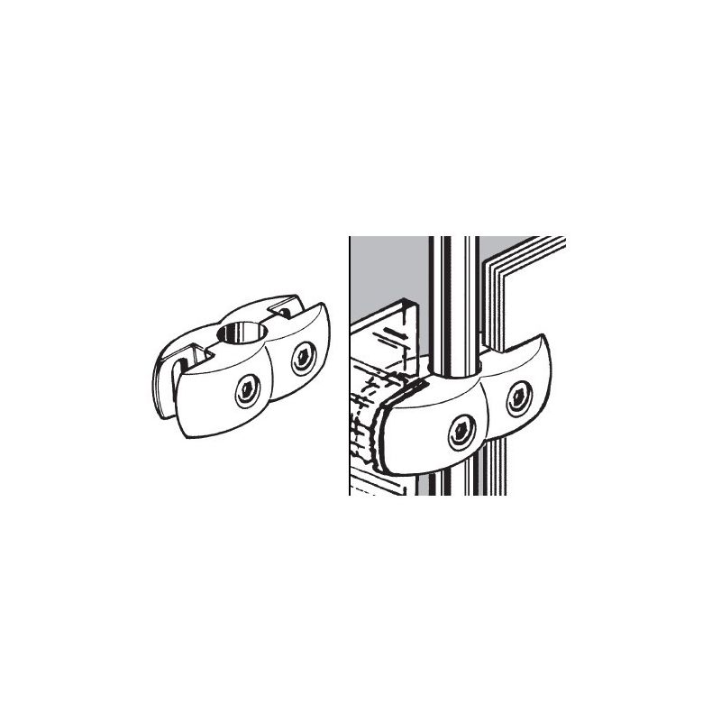 Złącze do płyty szkła dwustronne, fi 25 chromowana