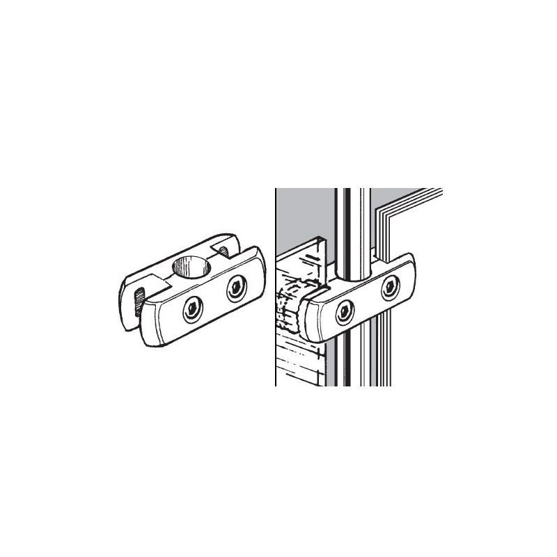 Złącze do płyty lub szkła podwójne, fi 25mm, chrom