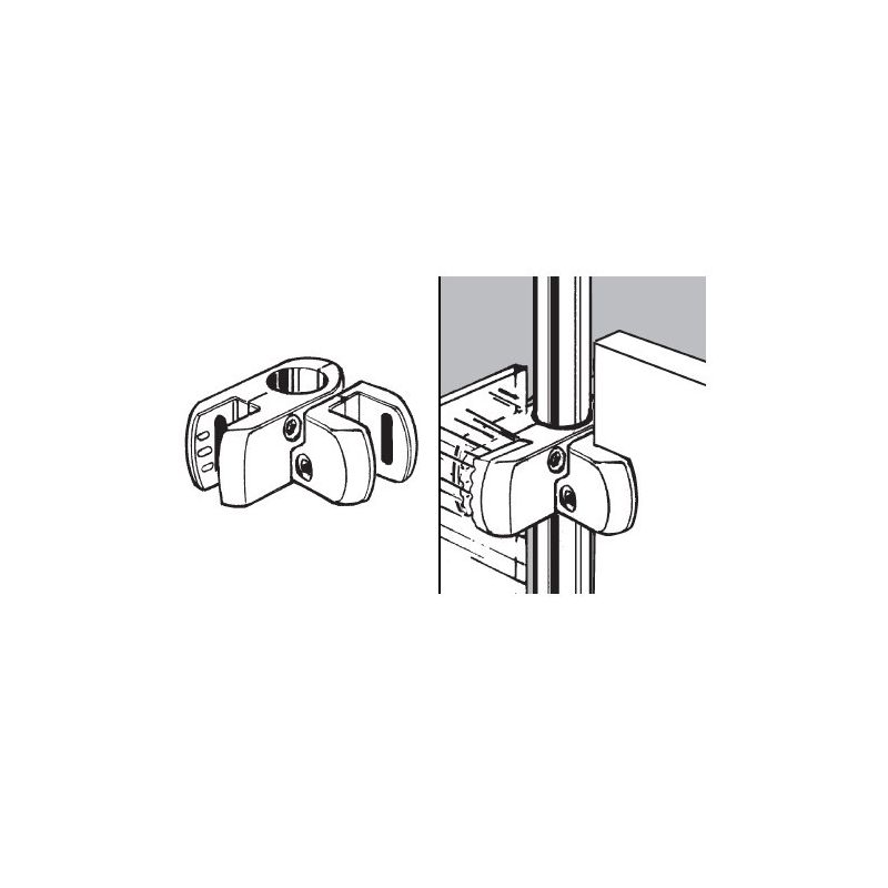 Złącze do płyty szkła kątowe, ruchome, fi 25 chrom