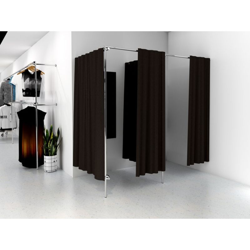 Przymierzalnia podwójna, narożna, chromowana