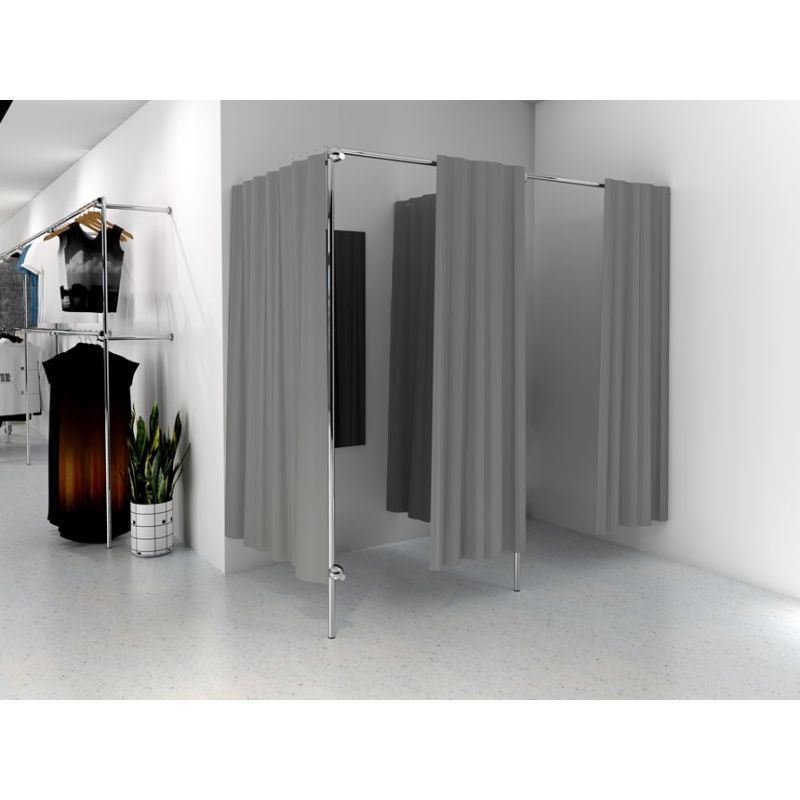 Przymierzalnia podwójna, narożna, chromowana