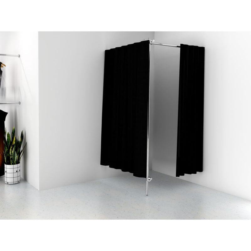 Przymierzalnia pojedyncza, narożna, chromowana