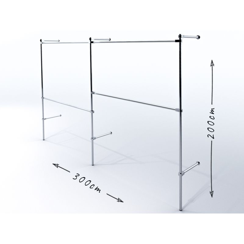 Wieszak odzieżowy, sklepowy, dwupoziomowy, chrom