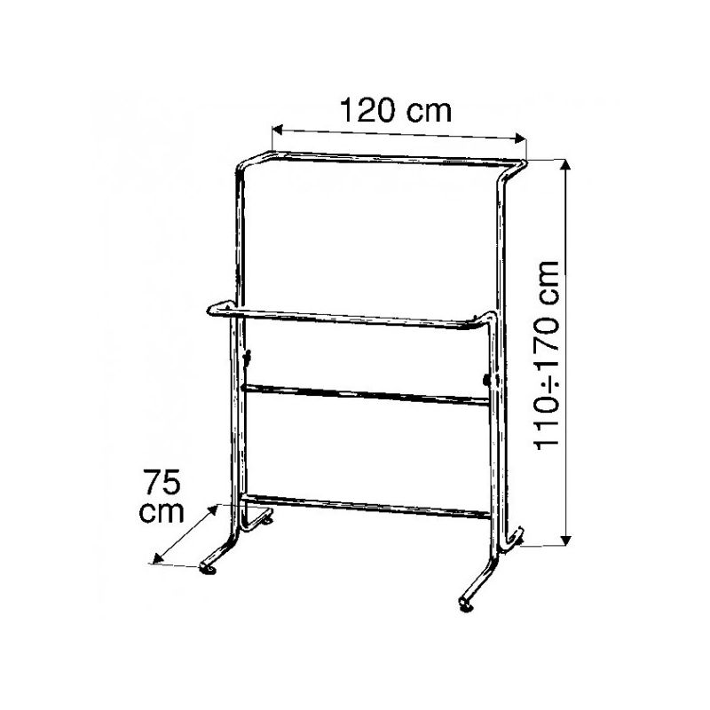 Stender transporter podwójny kółka 120cm, chrom