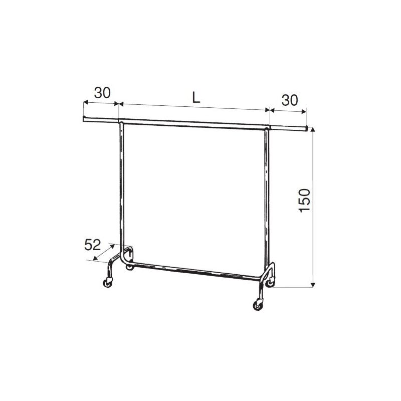 Stender odzieżowy na kółkach szer.100-160cm chrom