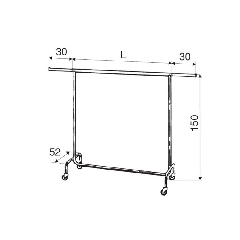 Stender sklepowy na kółkach 140-200cm, chrom