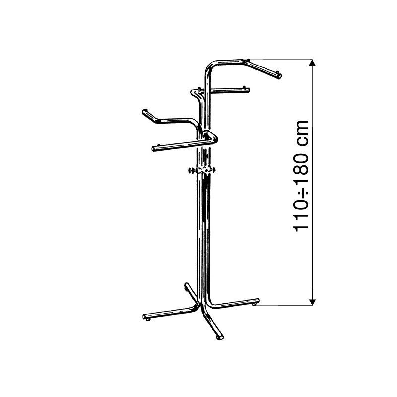 Stender, wieszak czteroramienny, na kółkach, chrom