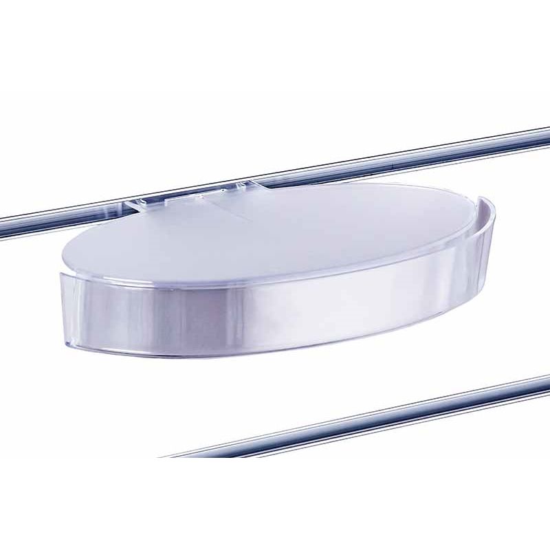 Półka owalna Slatwall 25x13 matowa, listwa z logo