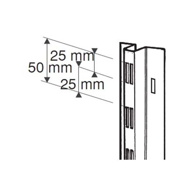 Profil naścienny podwójny środkowy 240cm chrom
