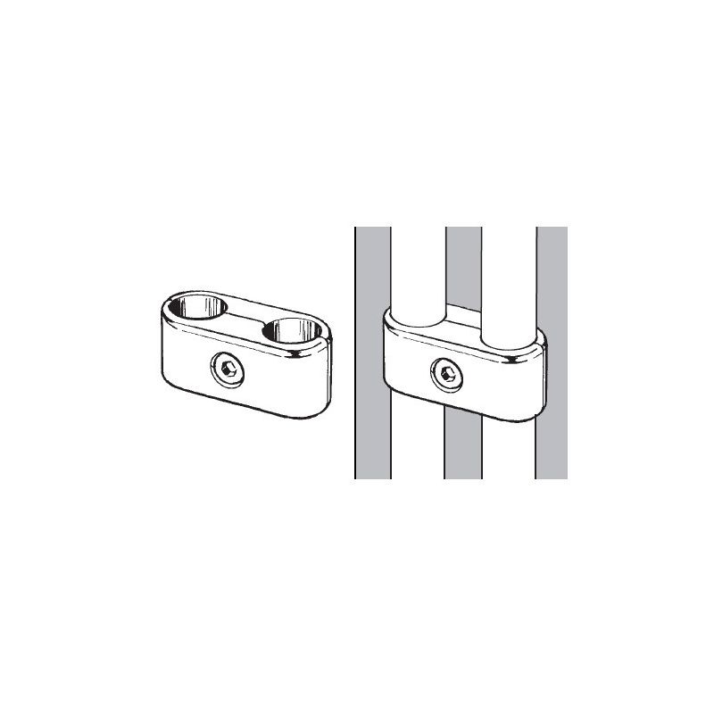 Złącze podwójne, równoległe, rury fi25, chromowane