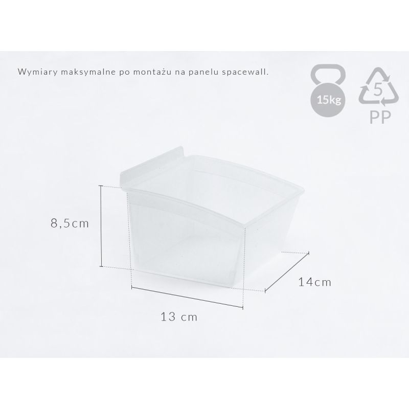 Pojemnik SLIM Slatwall 14x14x10cm bezbarwny