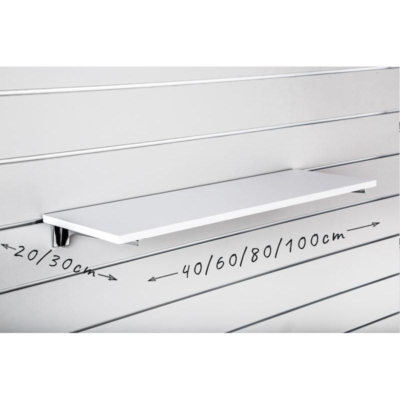 Półka z płyty Slatwall, Alaska, wsporniki chrom