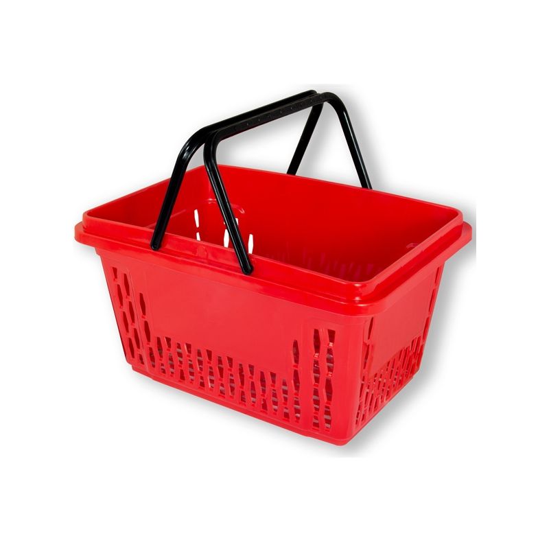 Czerwone kosze sklepowe 28L plastikowe