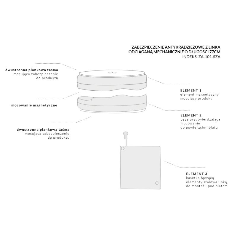 Prezenter, zabezpieczenie antykradzieżowe z linką