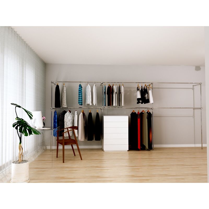 Wieszak odzieżowy stojak sklepowy podwójny chrom