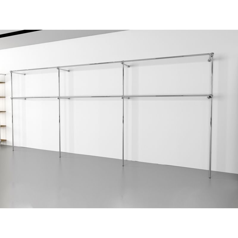 Wieszak odzieżowy stojak sklepowy podwójny chrom