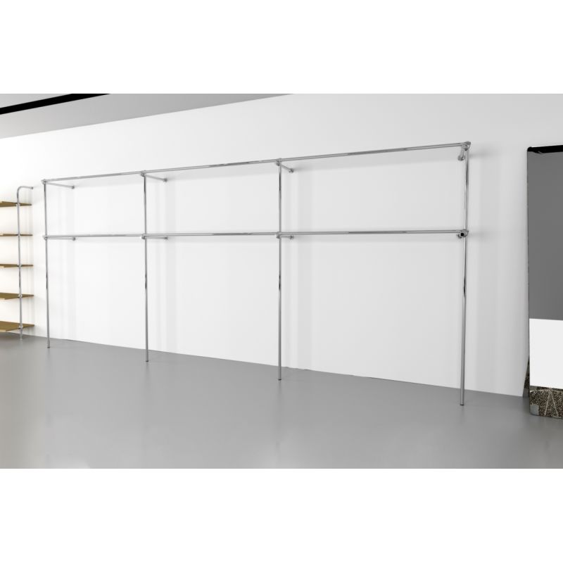 Wieszak odzieżowy stojak sklepowy podwójny chrom