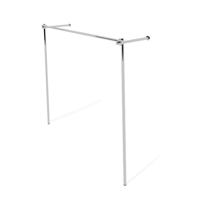 Wieszak sklepowy na odzież, z półką, chrom