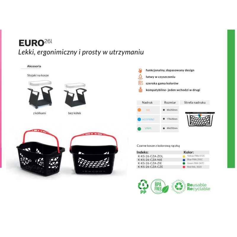 EURO BASKET koszyk sklepowy 26L pomarańczowy