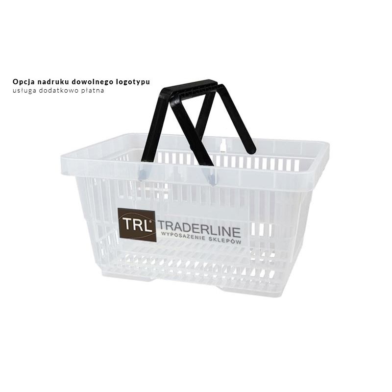 Bezbarwny koszyk sklepowy na zakupy 22L plastikowy