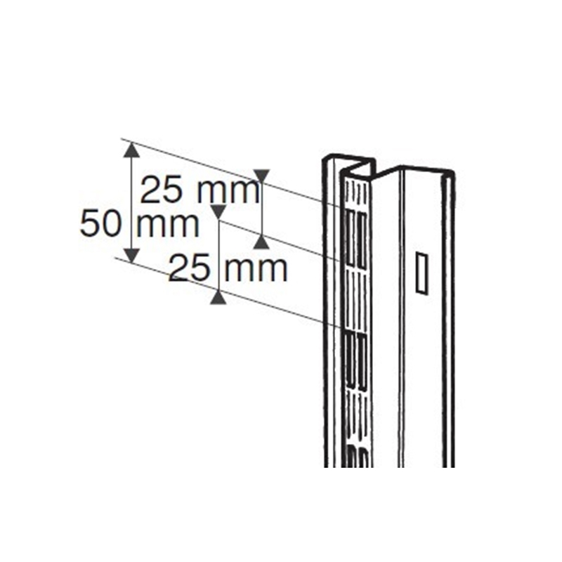 Profil naścienny podwójny środkowy 240cm aluminium