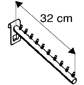 Wieszak pochyły na kratę, 32cm dł. chrom