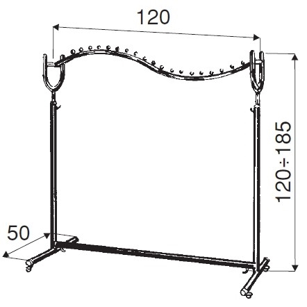 Stender transporter na kółkach, FALA 120cm, chrom