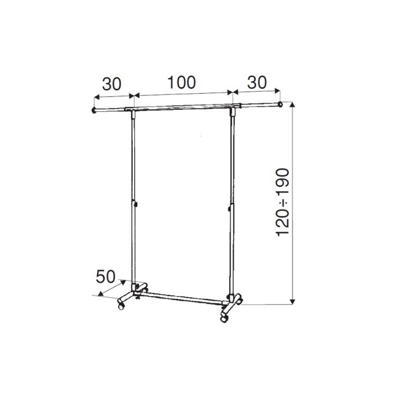 Stender transporter z kółkami 100-160cm, chrom