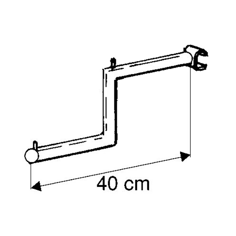 Wieszak sklepowy łamany na rurę owalną, chrom