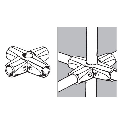 Złącze czteroramienne do rur fi 25mm, chromowane