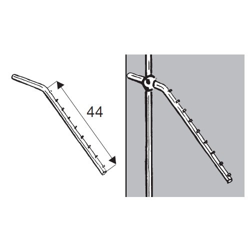 Wieszak skośny z bolcami, fi 25mm, chrom
