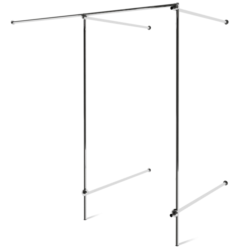 Przymierzalnia podwójna, narożna, chromowana