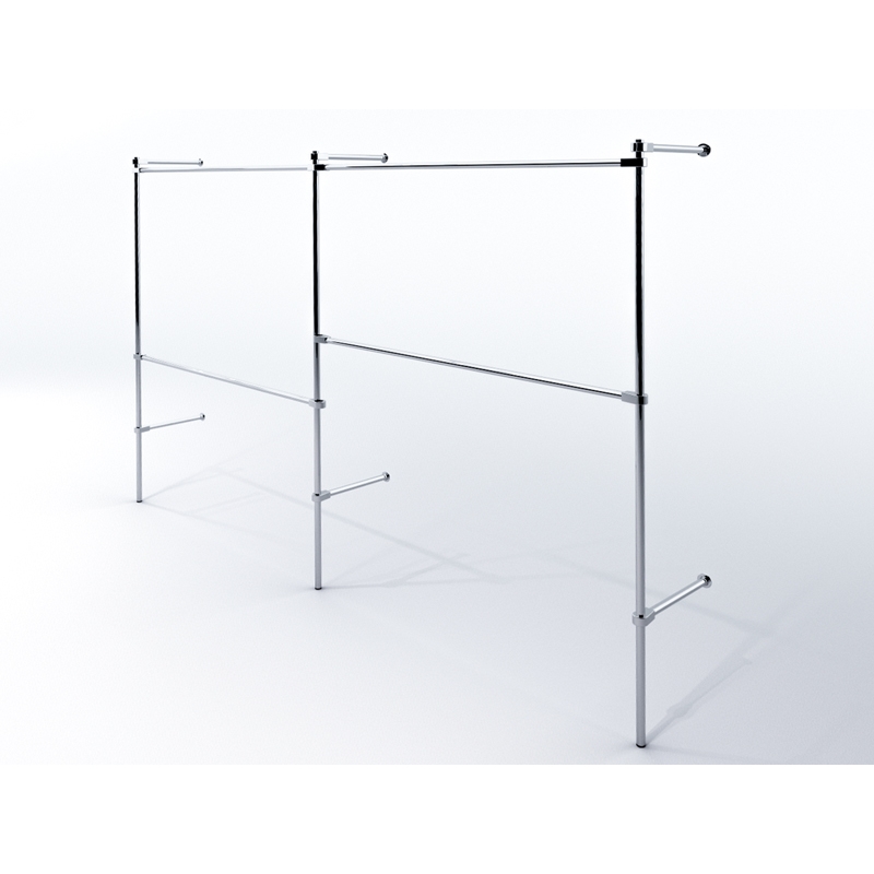 Wieszak odzieżowy, sklepowy, dwupoziomowy, chrom