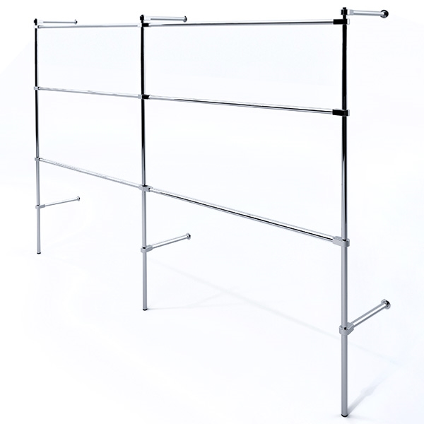 Wieszak odzieżowy, sklepowy, trzypoziomowy, chrom