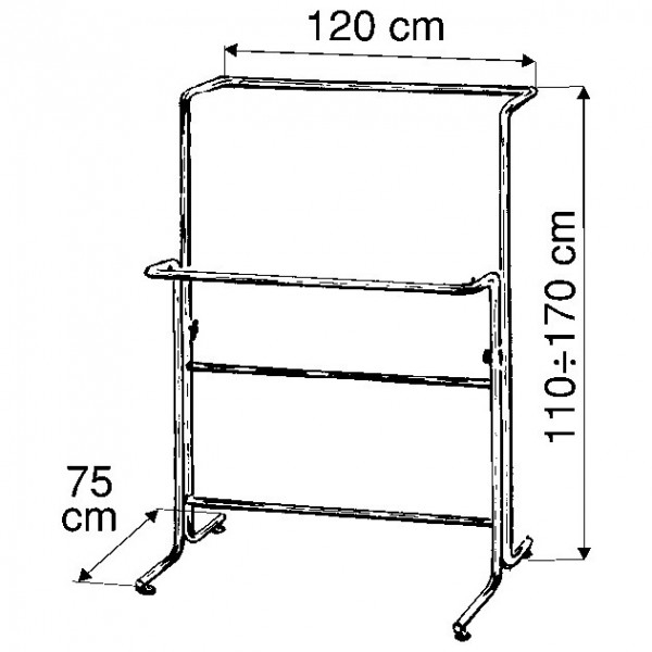 Stender transporter podwójny kółka 120cm, chrom
