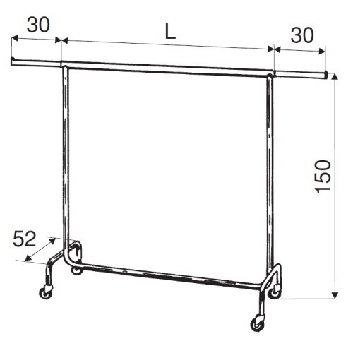 Stender odzieżowy na kółkach szer.100-160cm chrom