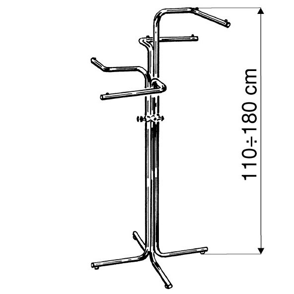 Stender, wieszak czteroramienny, na kółkach, chrom