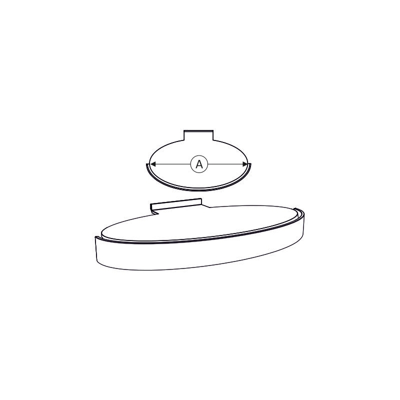 Półka owalna Slatwall 25x13 matowa, listwa z logo