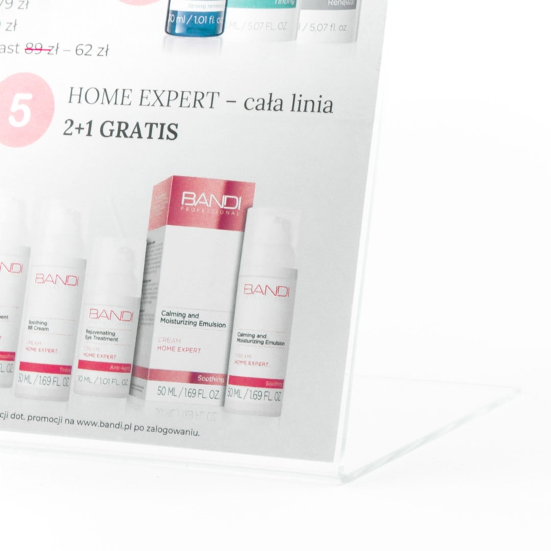 Stojaczek informacyjny L, bezbarwny, różne formaty