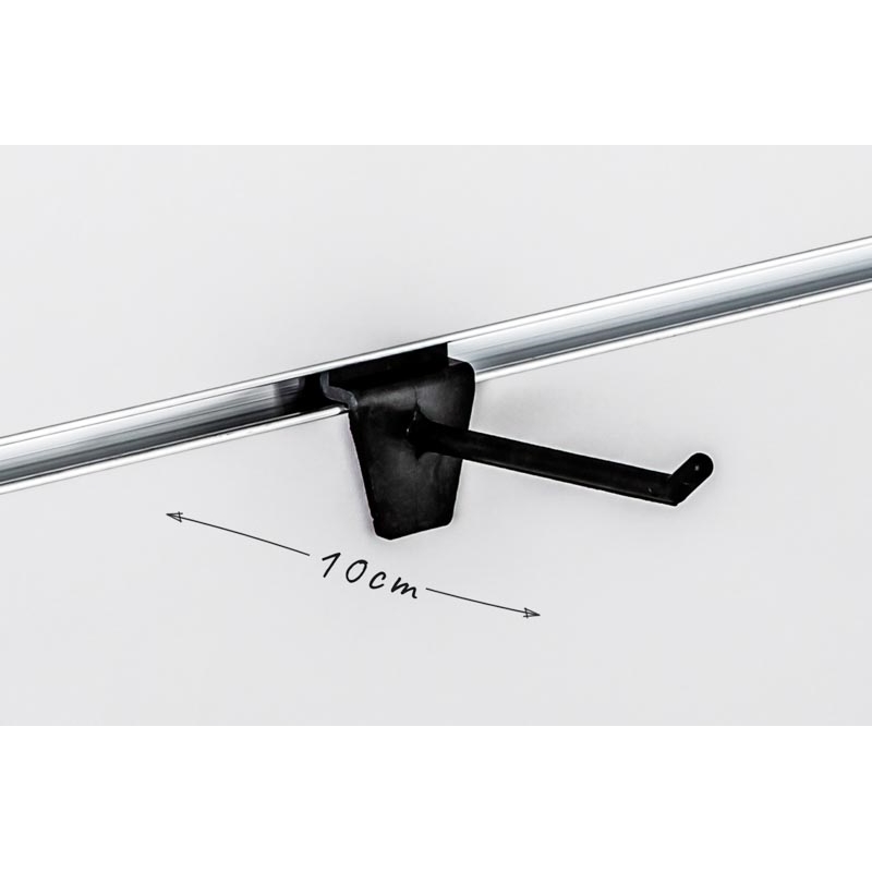 Haczyk pojedynczy Slatwall pleksa czarny