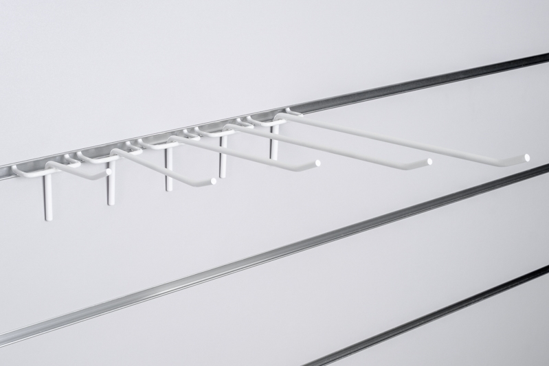 Haczyk pojedynczy Slatwall drut biały